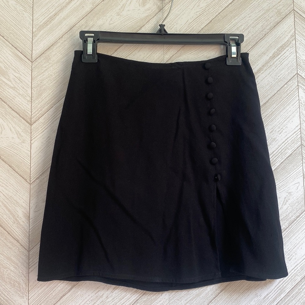 Reformation mini skirt black buttons 2